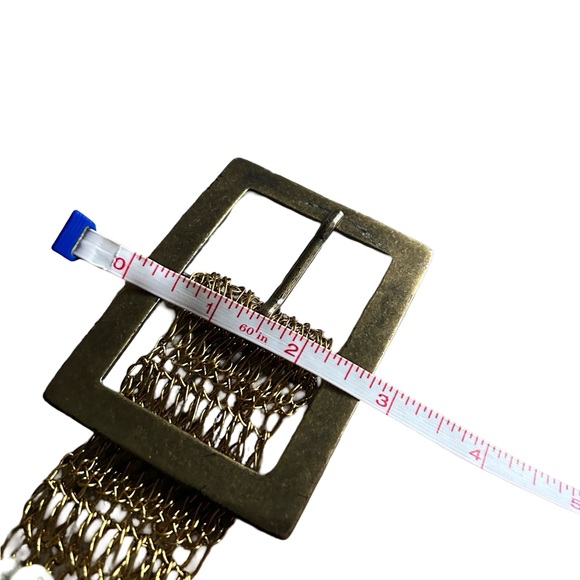 Gold Green Colored Beaded Metal Holiday Christmas Holiday Artsy Belt - Picture 11 of 11